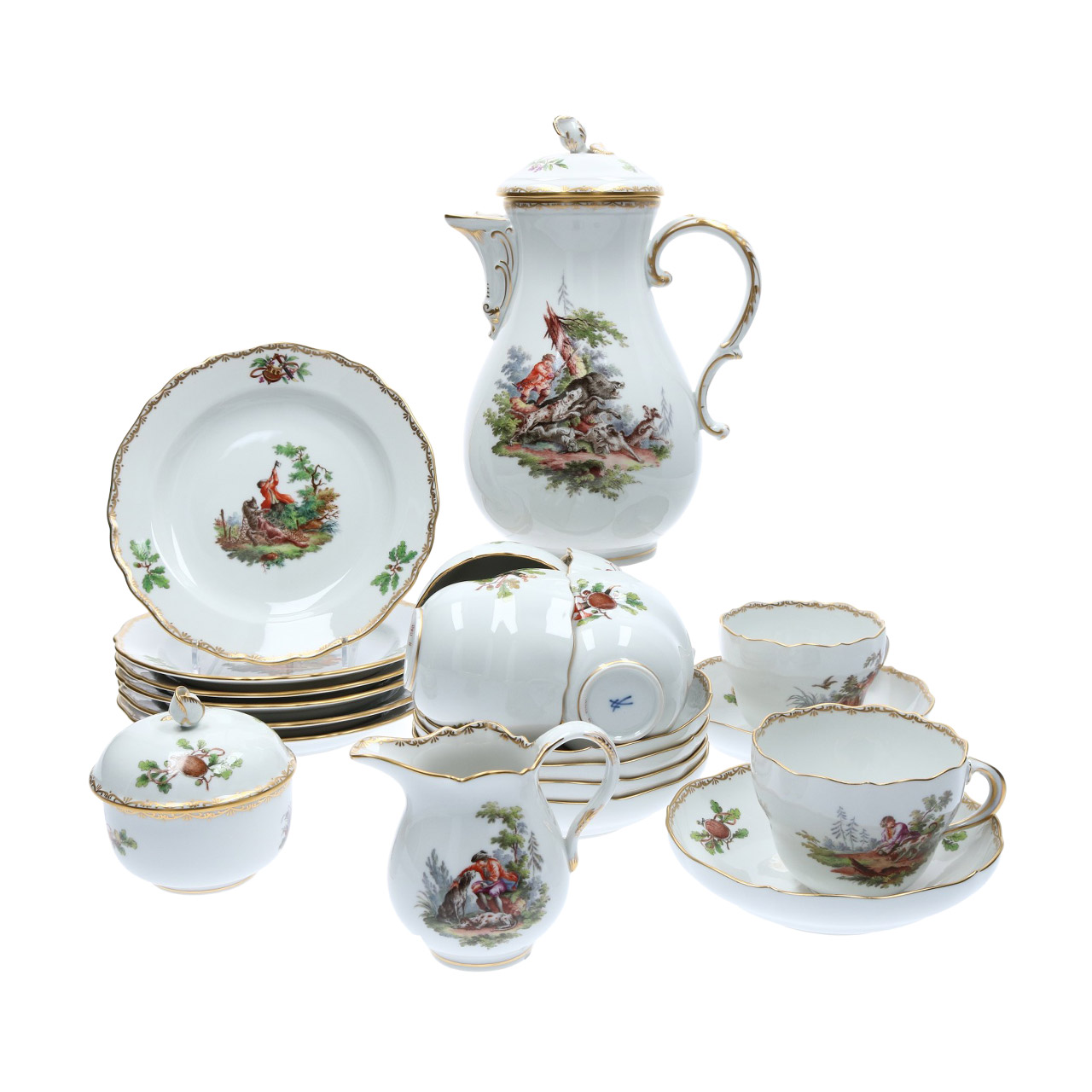 Coffee service for 6 people 21 pieces, Kunst, Porzellan, Töpferei, Untertasse, Tasse