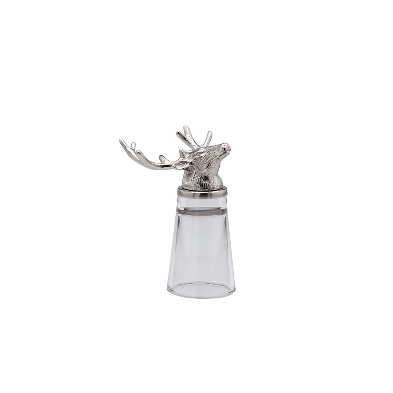 Shot glass deer head 4 cl glass/stainless steel, Geweih