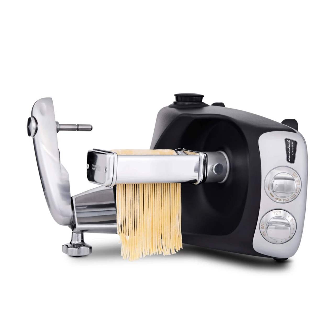 Pasta Cutter Spaghetti, Nudelmaschine, Nudelmaschine mit Pasteuse, Pasta-Maschine, Kunststoffgehäuse, Holz-Stab, Metallteile