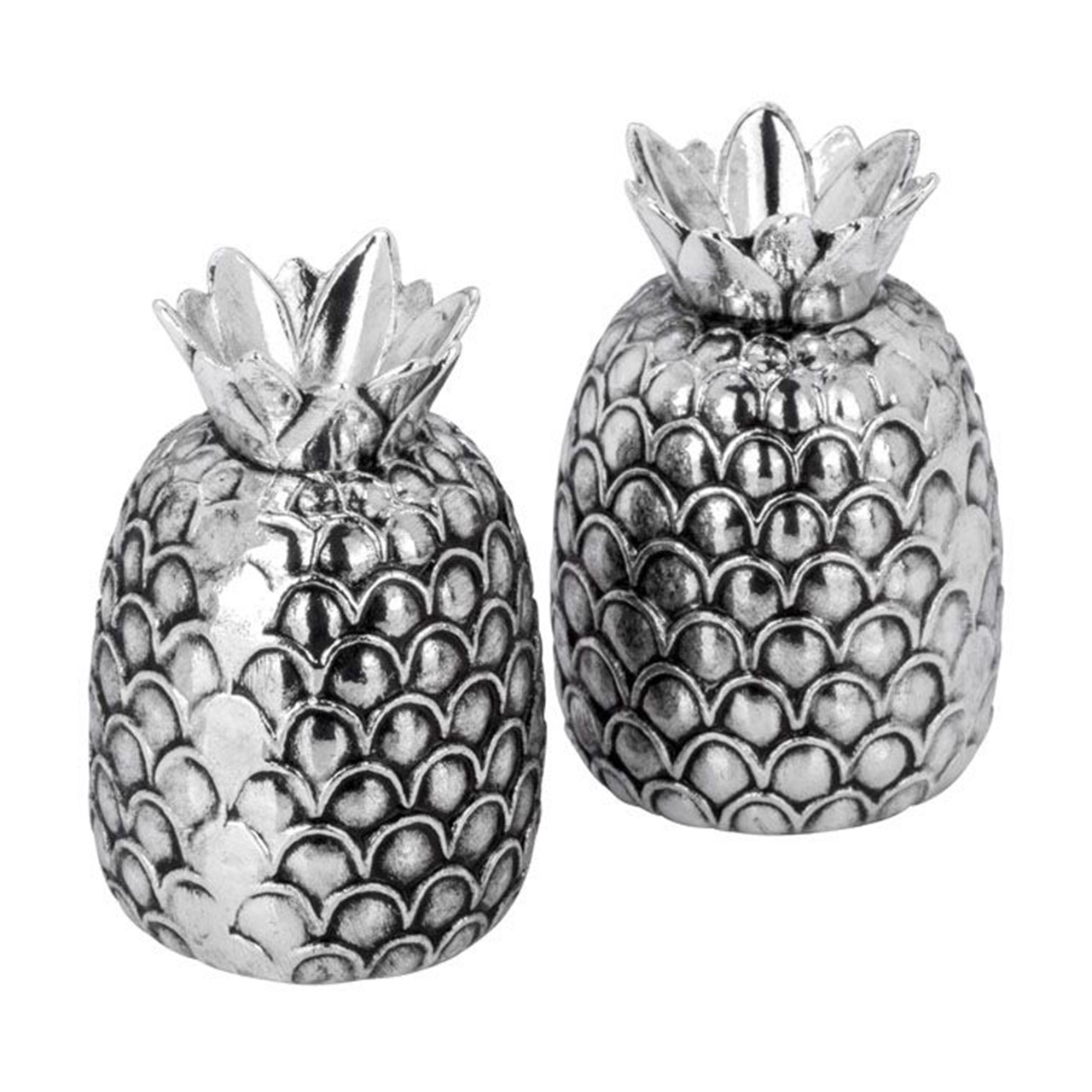 Shaker set 3-piece pineapple with oval tray silver-plated