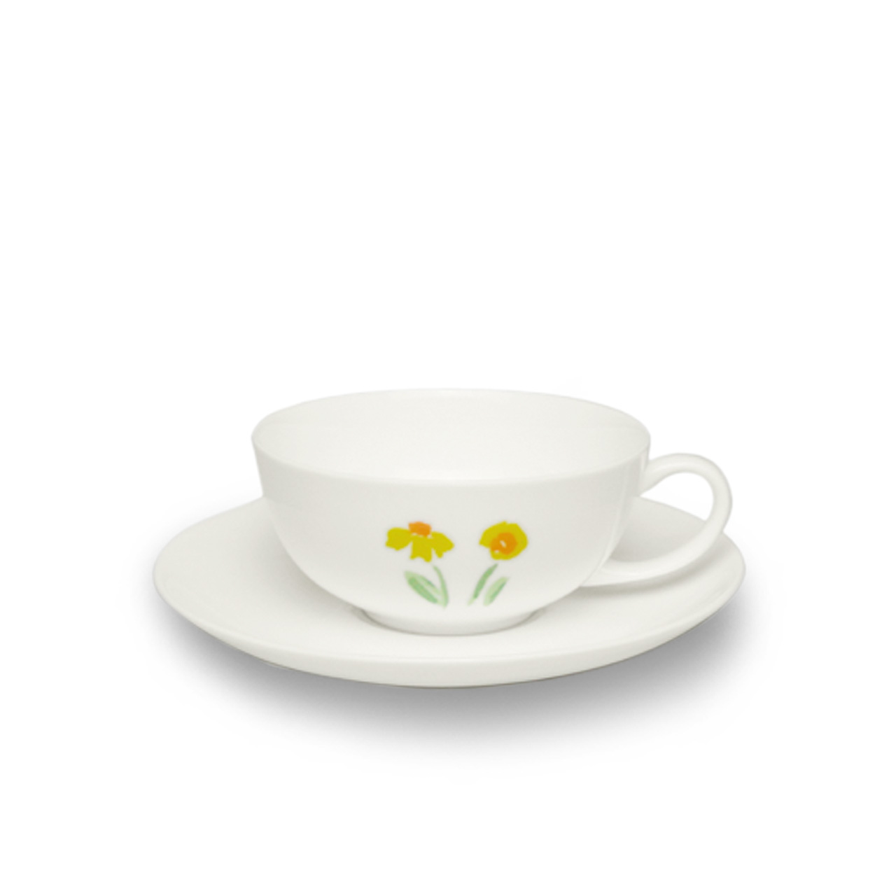 Tea cup with saucer 0.20 l yellow, Untertasse, Tasse, Schüssel, Suppenschüssel, Kaffeetasse