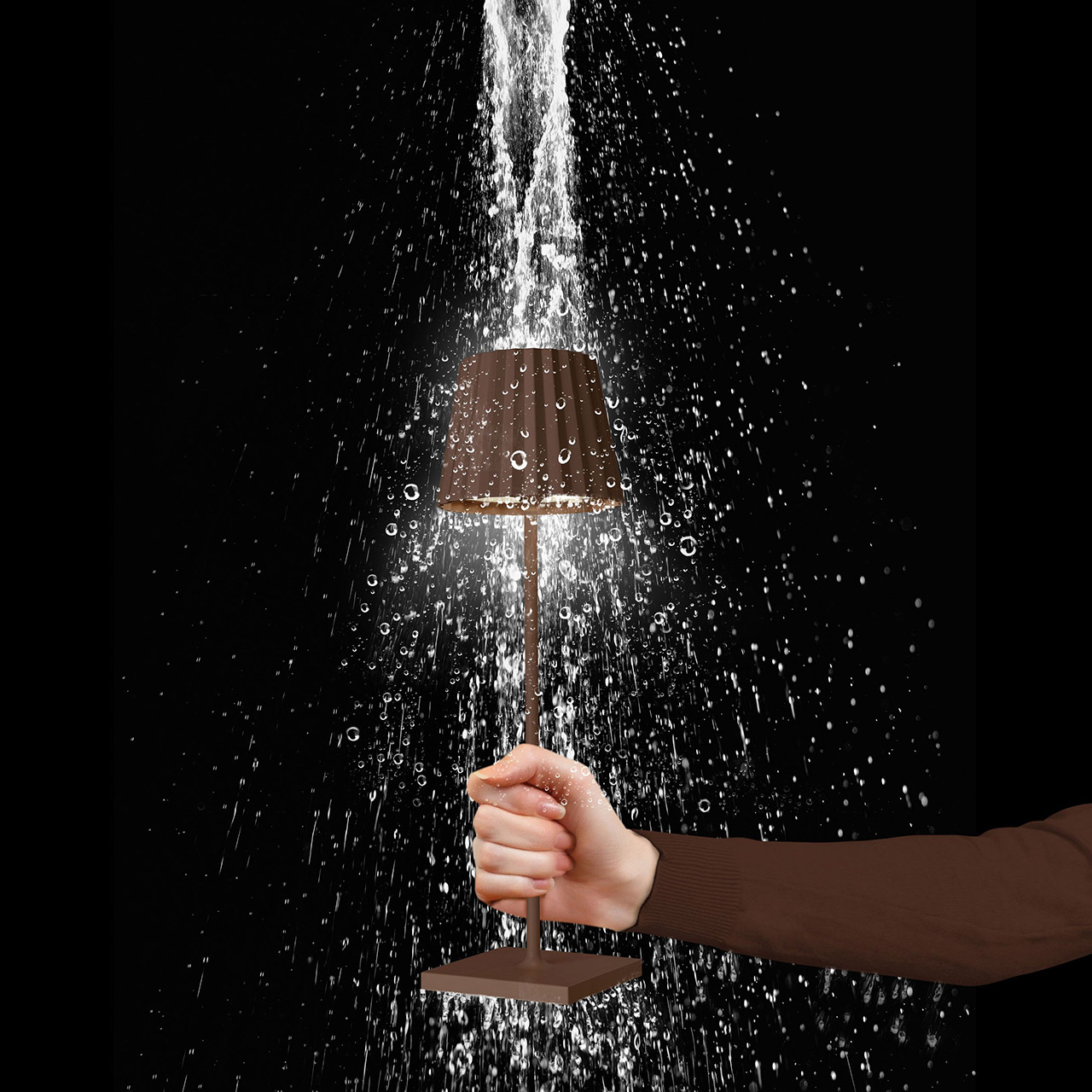 Table lamp LED 38 cm dimmable rust, Person, Kochen