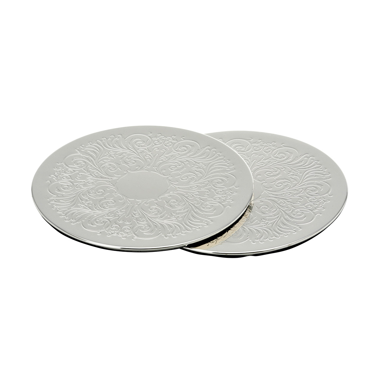 Coaster set 2-piece decorated/silver-plated, Teller