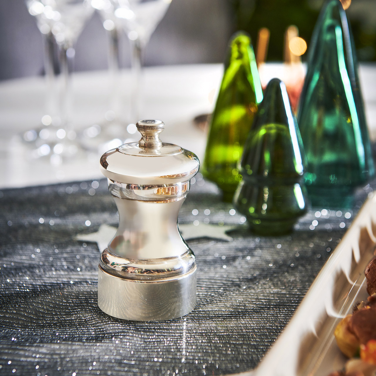 Pepper Mill 10 cm silver plated, Flasche, Töpferei, Mobiliar, Tabelle, Tischplatte