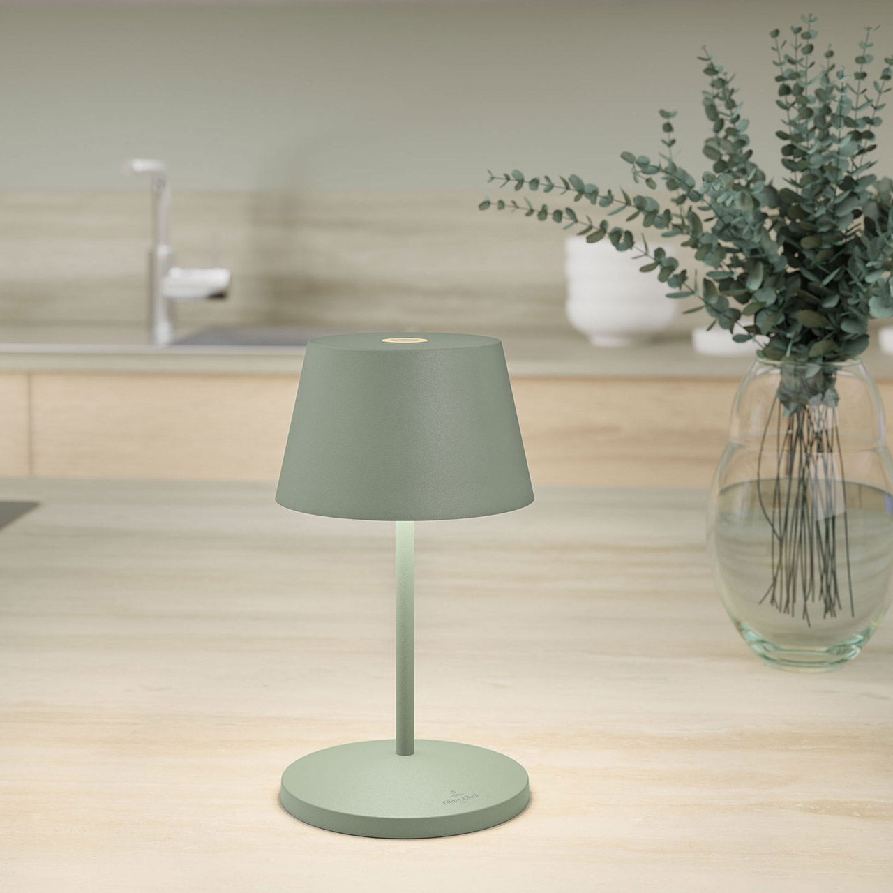 Table lamp LED 20 cm dimmable olive green, Lampe, Pflanze