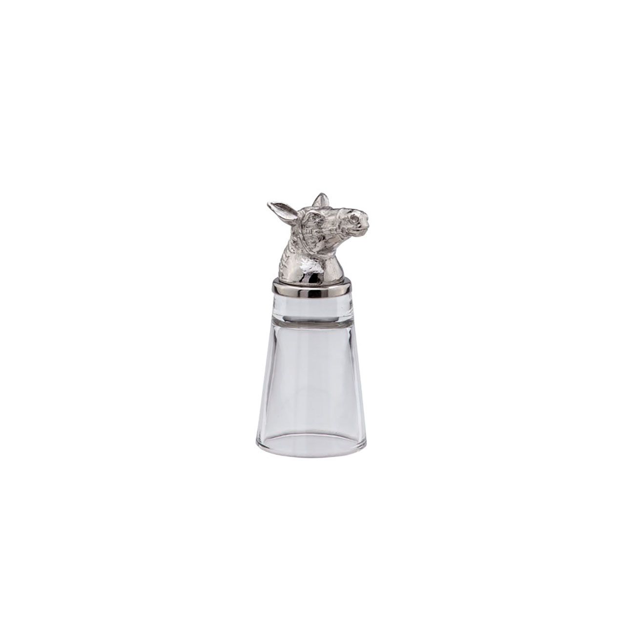 Shot glass horse 4 cl glass/stainless steel, Flasche