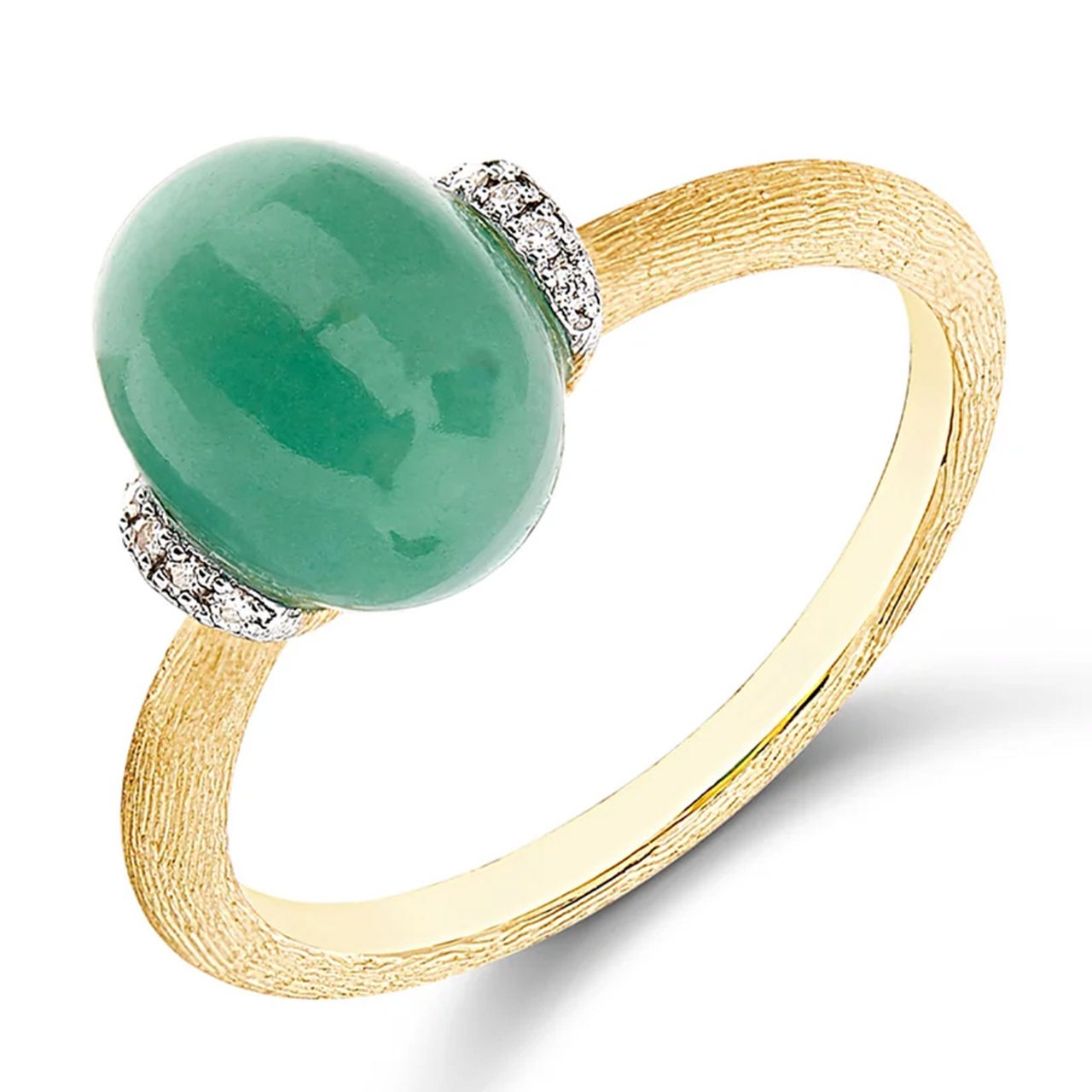 Ring Amazzonia 750/- yellow gold Diamonds 0.03 ct Aventurine 4.0 ct, Zubehor, Schmuck, Edelstein, Jade, Ornament