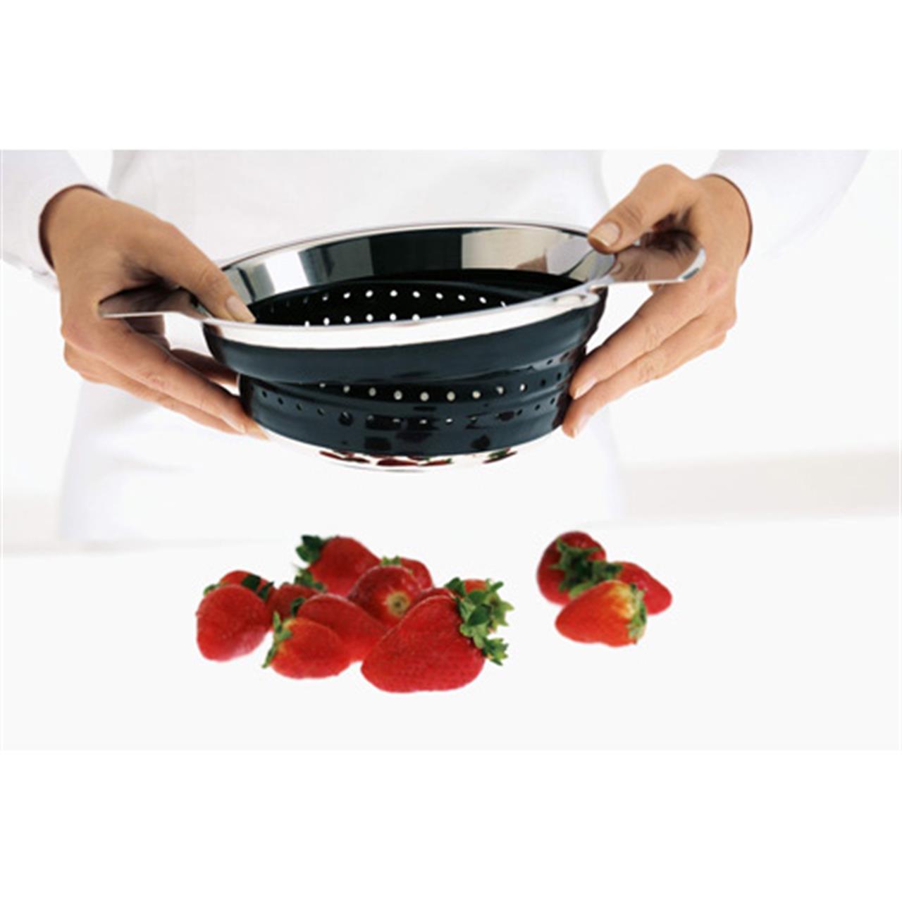 Foldable Colander 24 cm black, Beere, Obst, Pflanze, Produzieren, Erdbeere