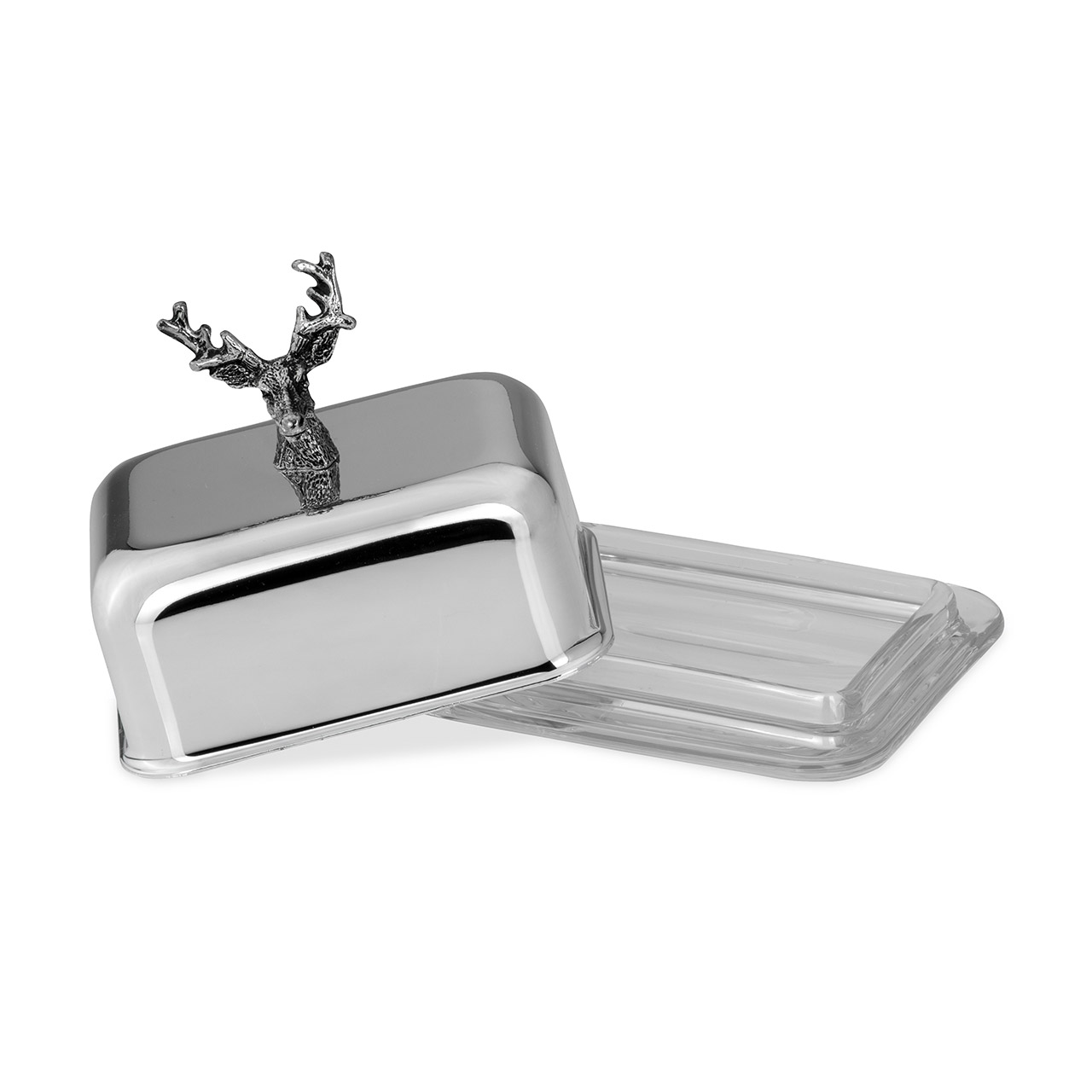 Butter dish deer 1/4 pound silver plated, Silber