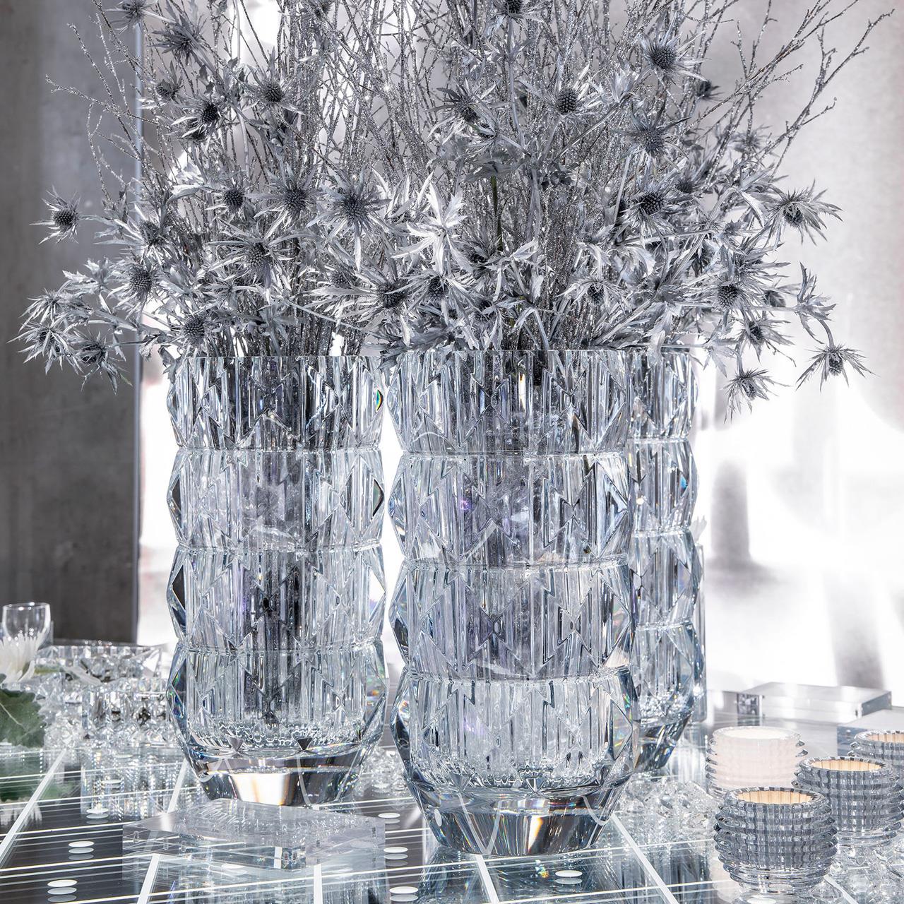 Vase 42 cm clear, Leuchter, Eis, Kristall, Glas, Töpferei