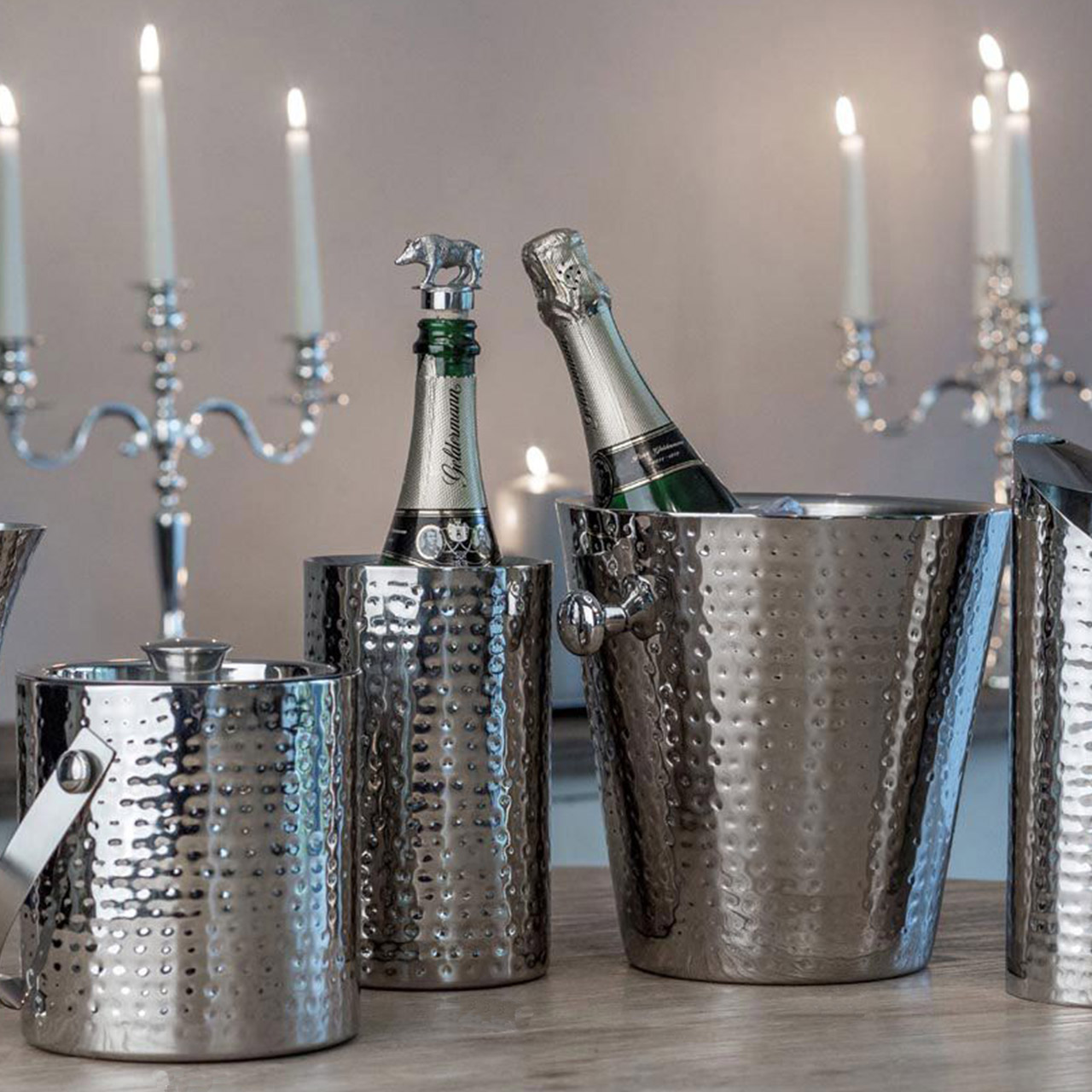 Hammered champagne/bottle cooler 20 cm stainless steel, Festspiele, Chanukka Menora