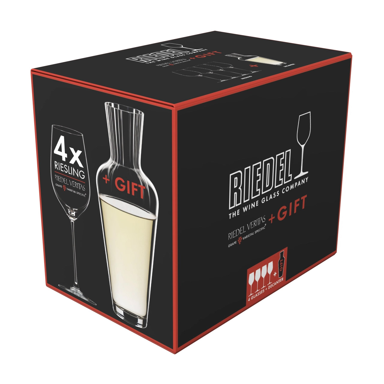 Riesling/Zinfandel glass value pack, 4 pieces + 1 Mosel decanter for free, Flasche, Rasierwasser, Shaker, Kiste