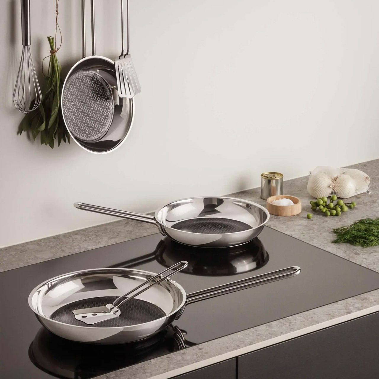 Frying Pan 28 cm stainless steel, Kochgeschirr, Kochpfanne, Bratpfanne