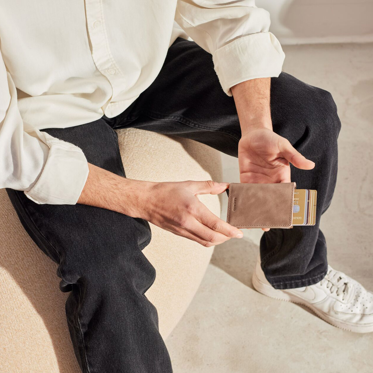 Slimwallet Vintage taupe, Bekleidung, Hosen, Zubehör, Geldbörse