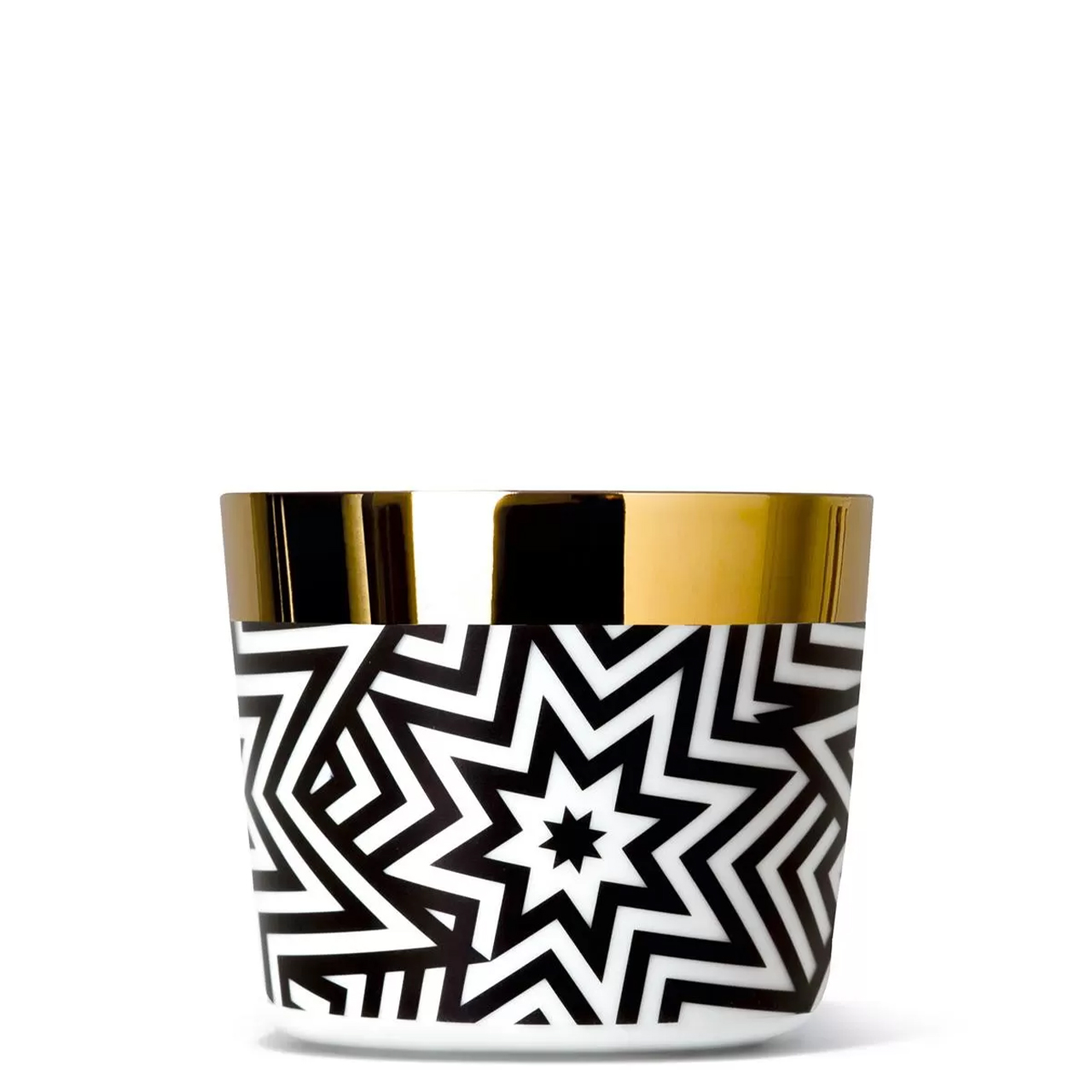 Champagne goblet Black & White Stars, Kaffeebecher, Porzellan, Schwarz-Weiß Muster, Goldrand, Becher mit Muster