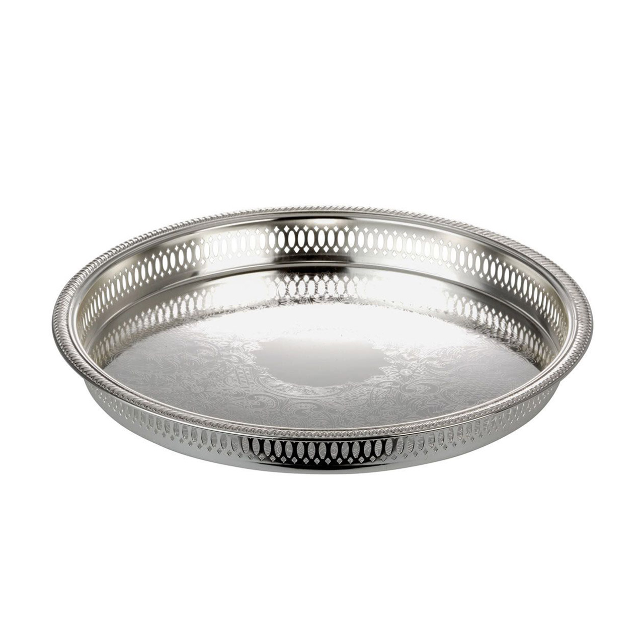 Tray 34 cm round silver-plated, Tablett