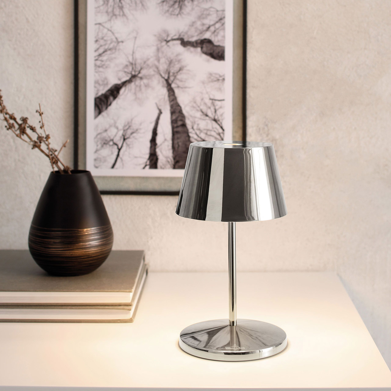 Tischlampe LED 20 cm dimmbar chrom