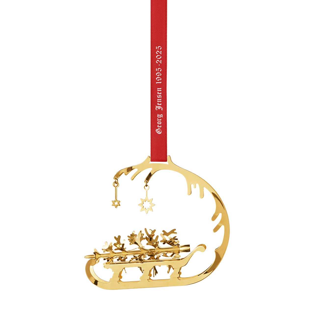 Christmas mobile 1995/2025 Sled gold-plated, Gold, Besteck