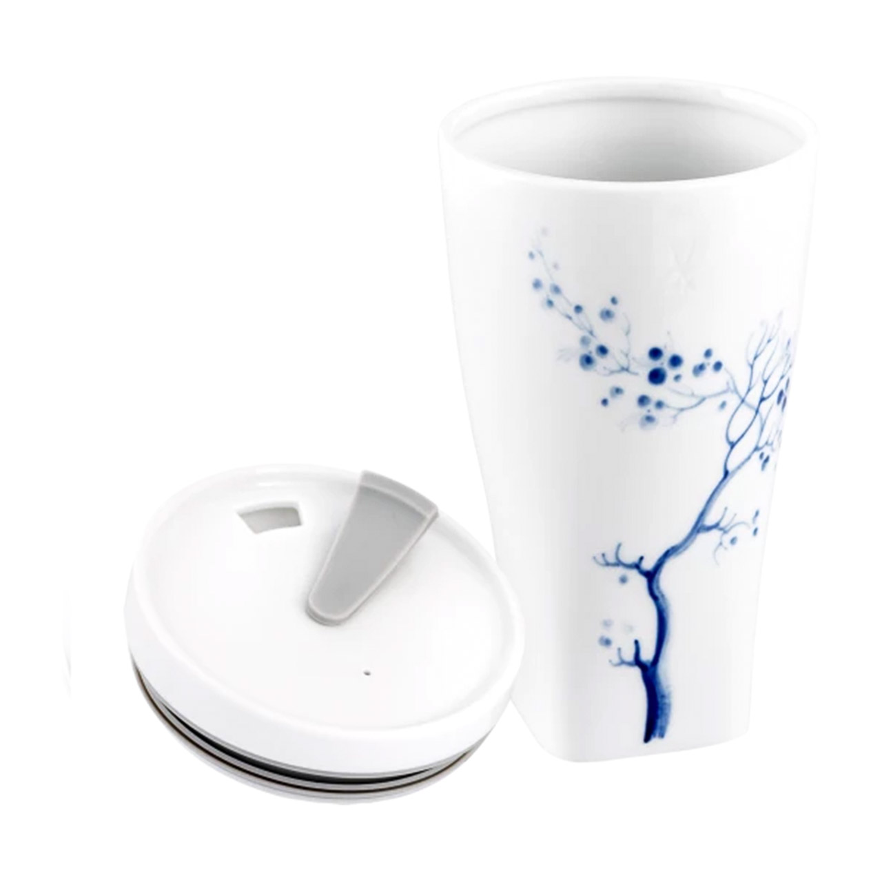 Coffee to go mug Blue Orchid with cuff 0.35 l, Kunst, Porzellan, Töpferei, Untertasse, Tasse