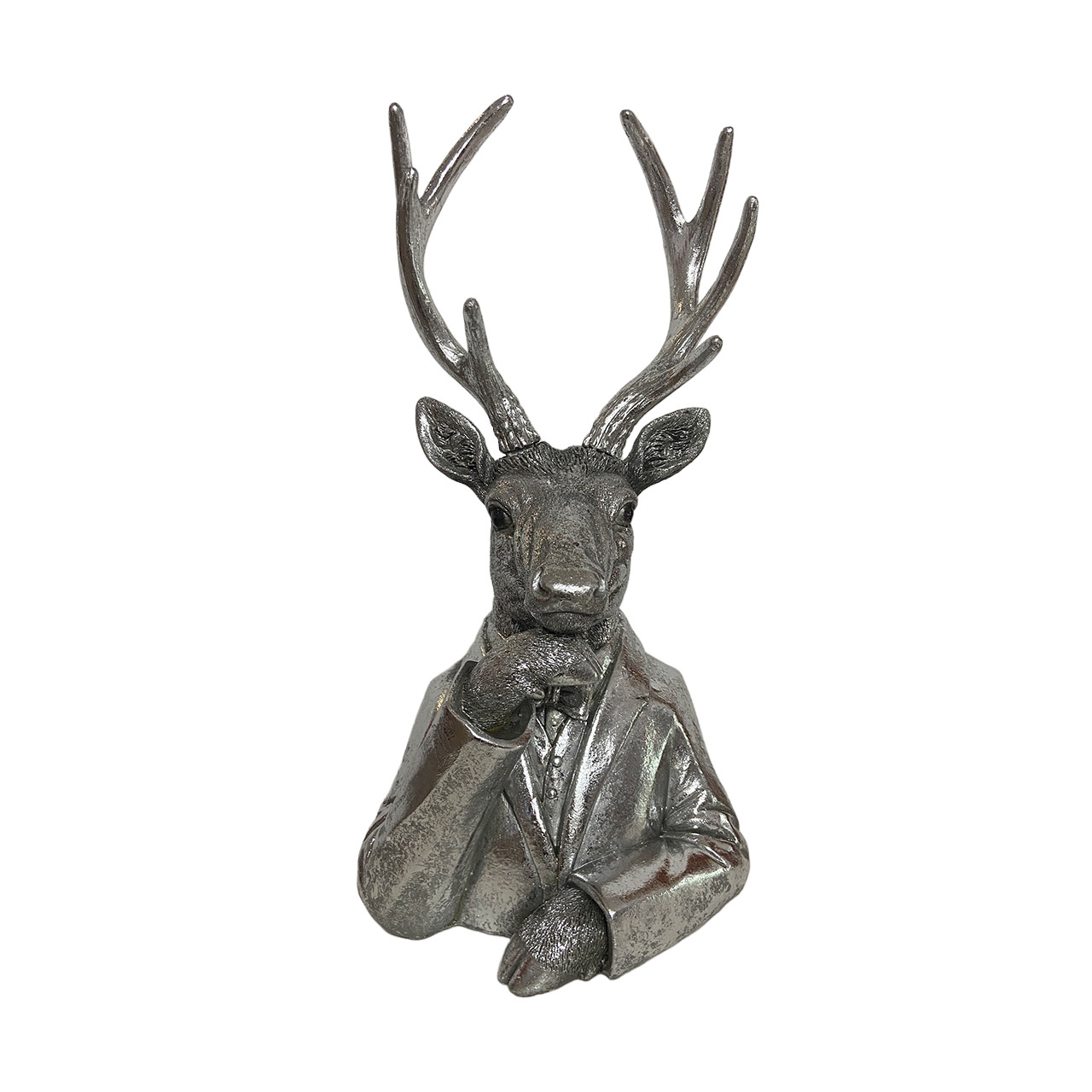 Deer bust 44 cm silver, Hirsch, Wildtiere, Geweih, Elch, Antilope