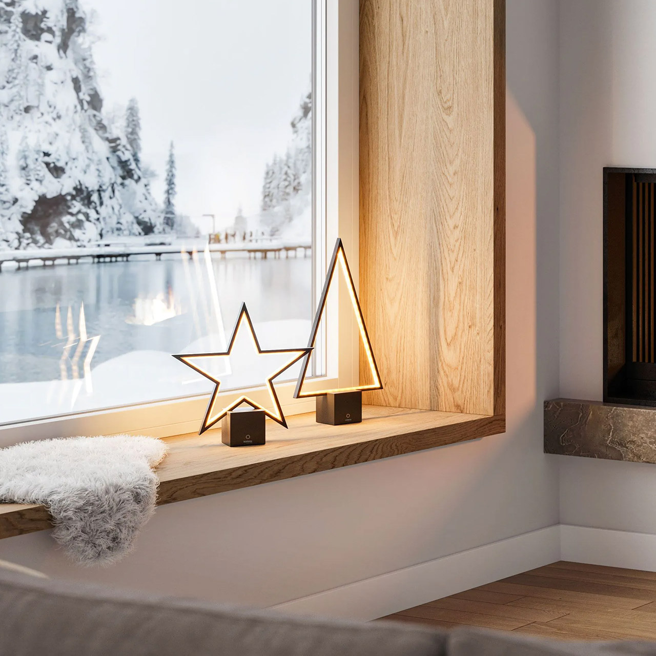 Decorative light LED 47 cm dimmable black, Fenster, Fensterbank