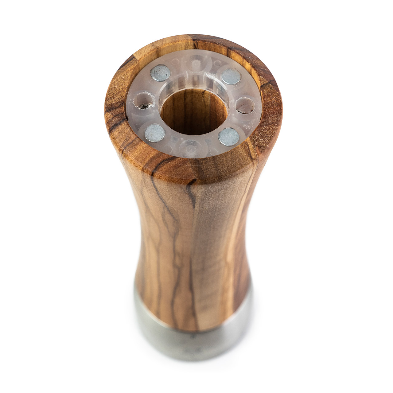 Pfeffermühle 21 cm Olivenholz/Edelstahl Madras, Leichtmetallfelge, Maschine, Sprach, Rad, Rotor
