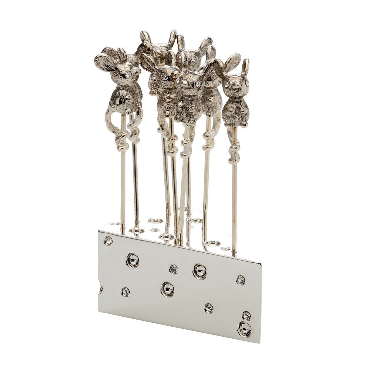 Cheese pick set 9-piece mouse silver-plated, Besteck