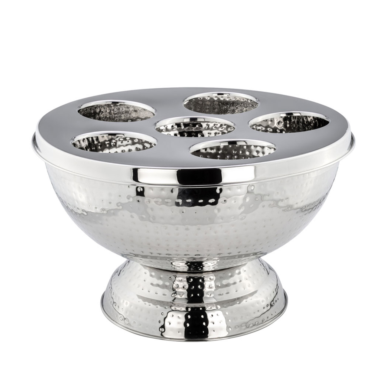 Hammered champagne/bottle cooler 25 cm stainless steel, Silber, Schale