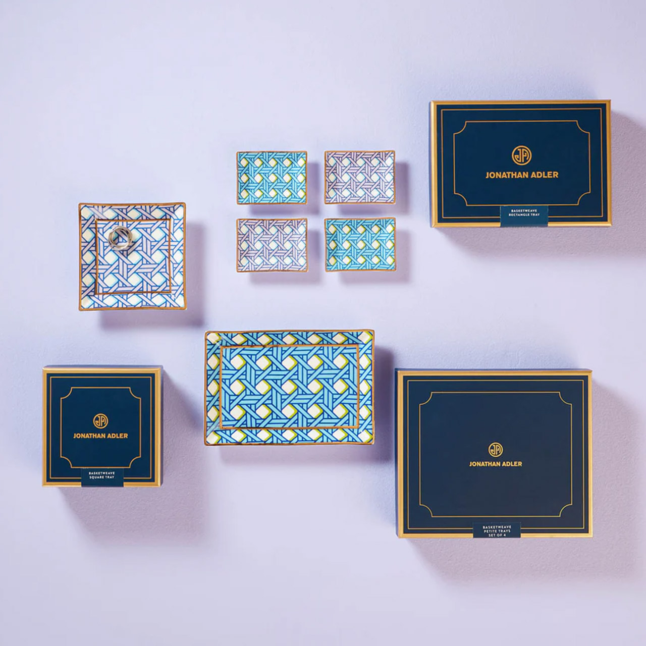 Tray small set 4 pieces, Kunst, Malerei