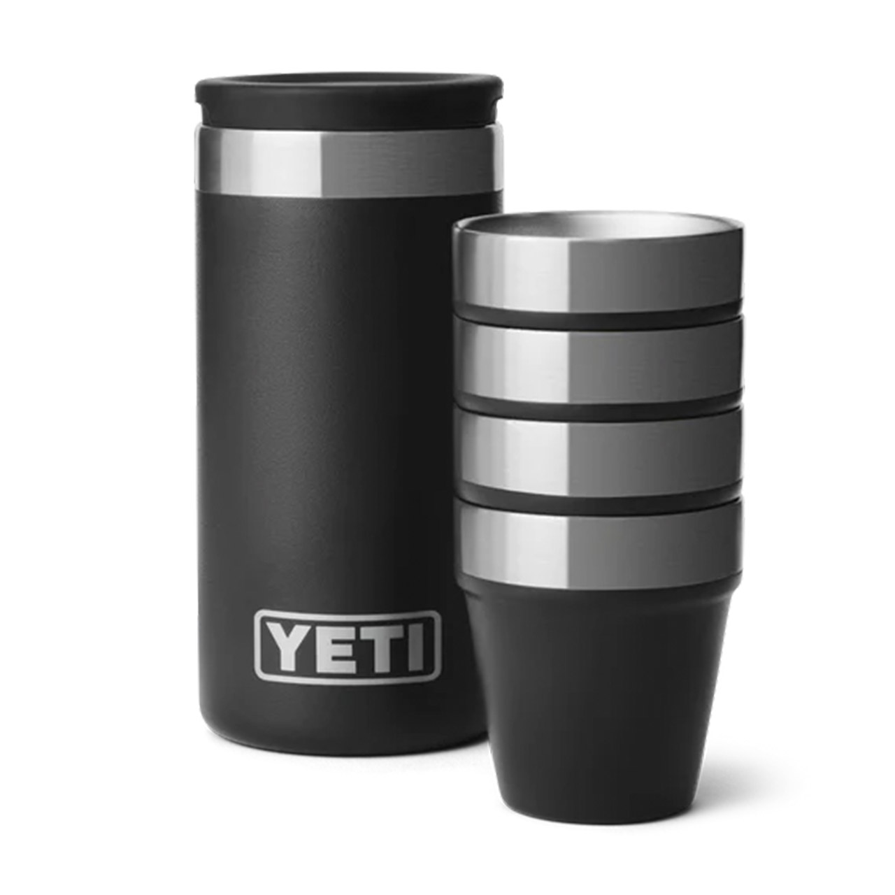 Shot mugs with carrying case black