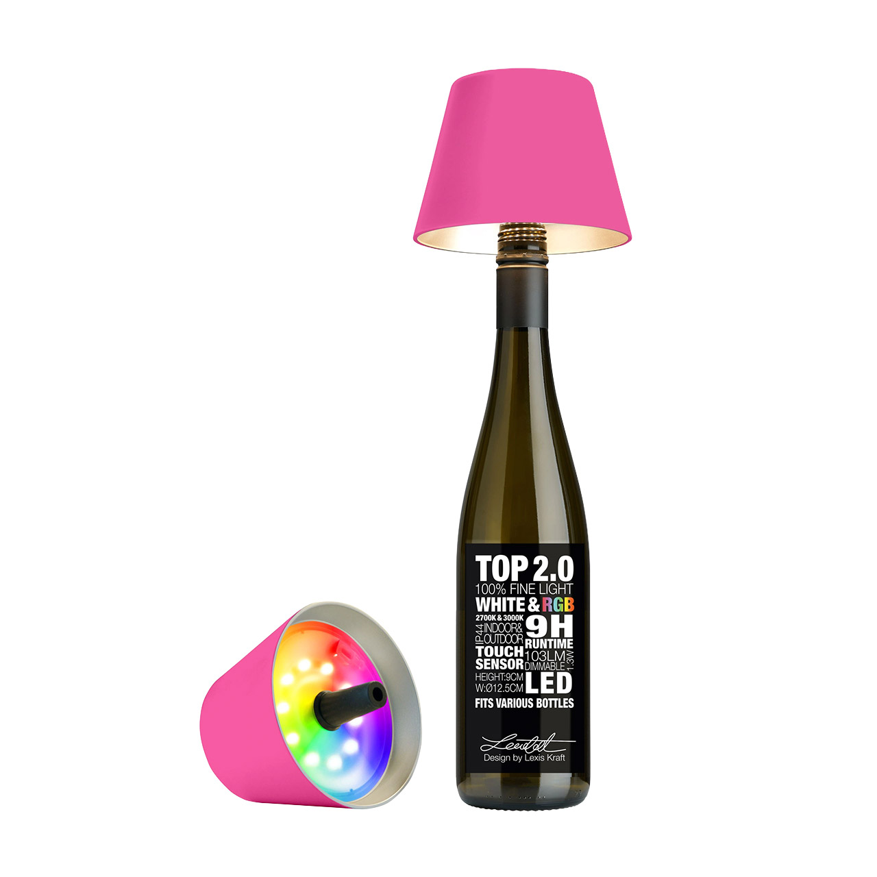 Bottle Light LED neon pink, Lampe, Flasche