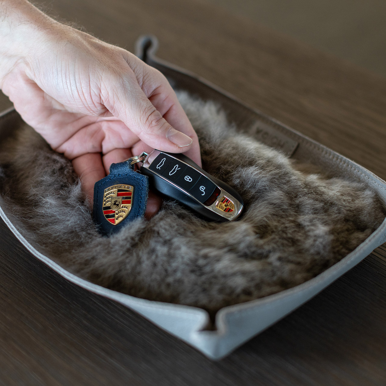 Valet tray silver gray