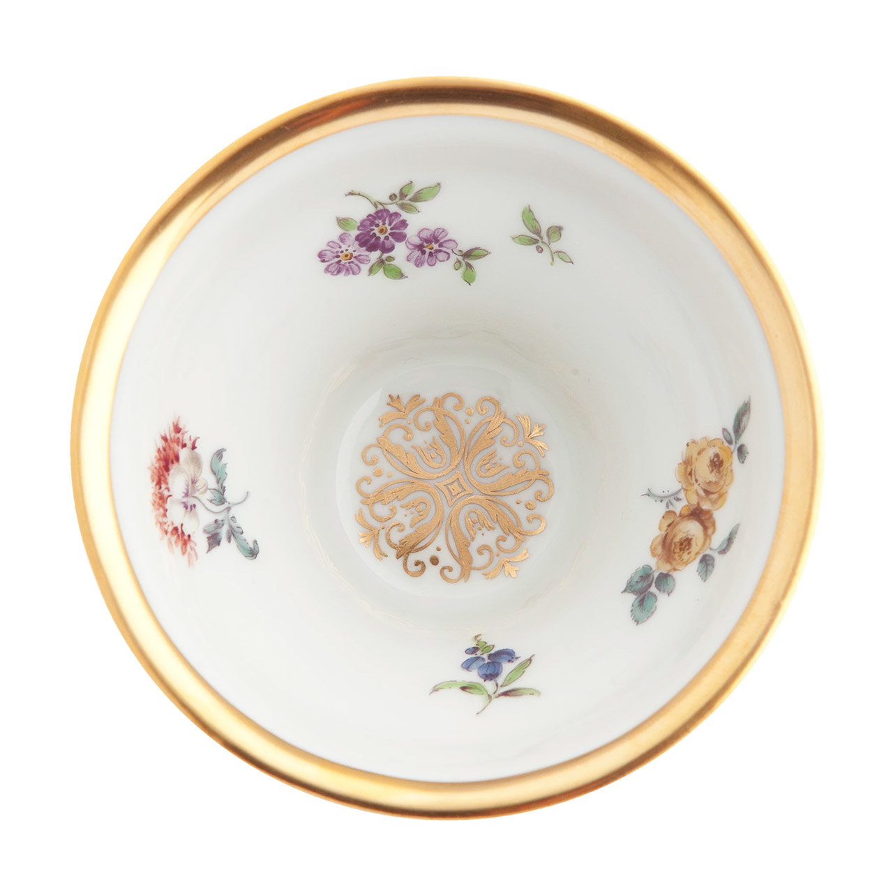 Meissen '908984 Bunt und gold staffiert, gestr. Blzw., LMKW', Salzgefäß 8,5 cm, Porzellan, Töpferei, Teller, Schüssel, Suppenschüssel