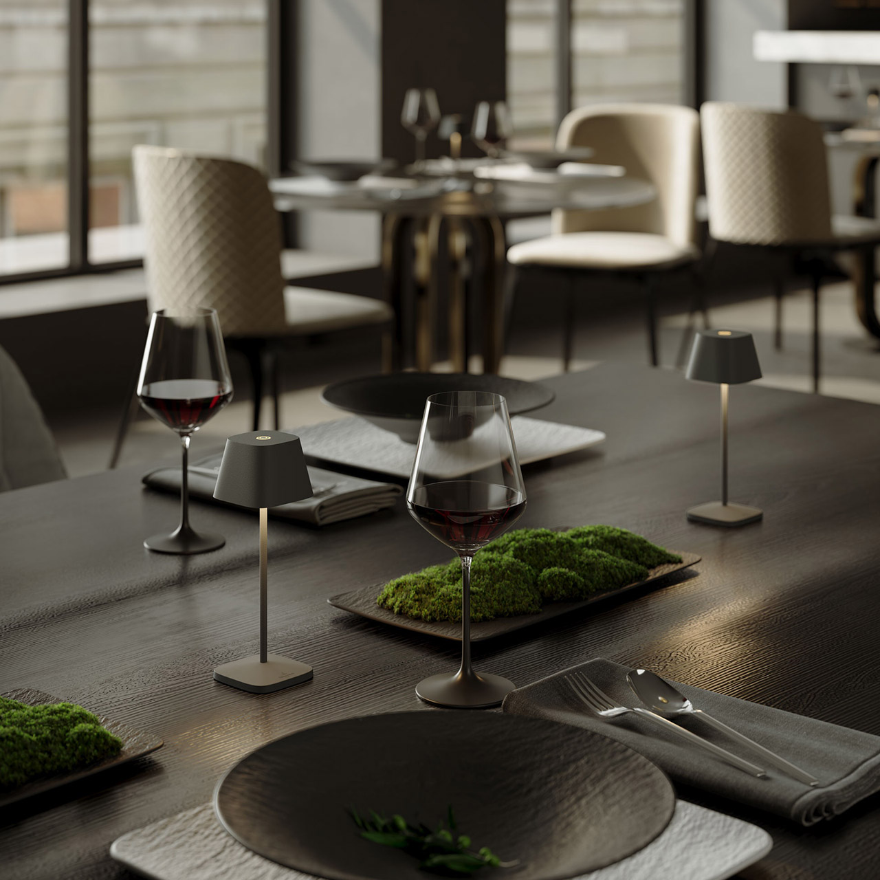 Table lamp LED 20 cm dimmable anthracite, Tabelle, Lampe, Tischplatte, Esstisch, Innenarchitektur