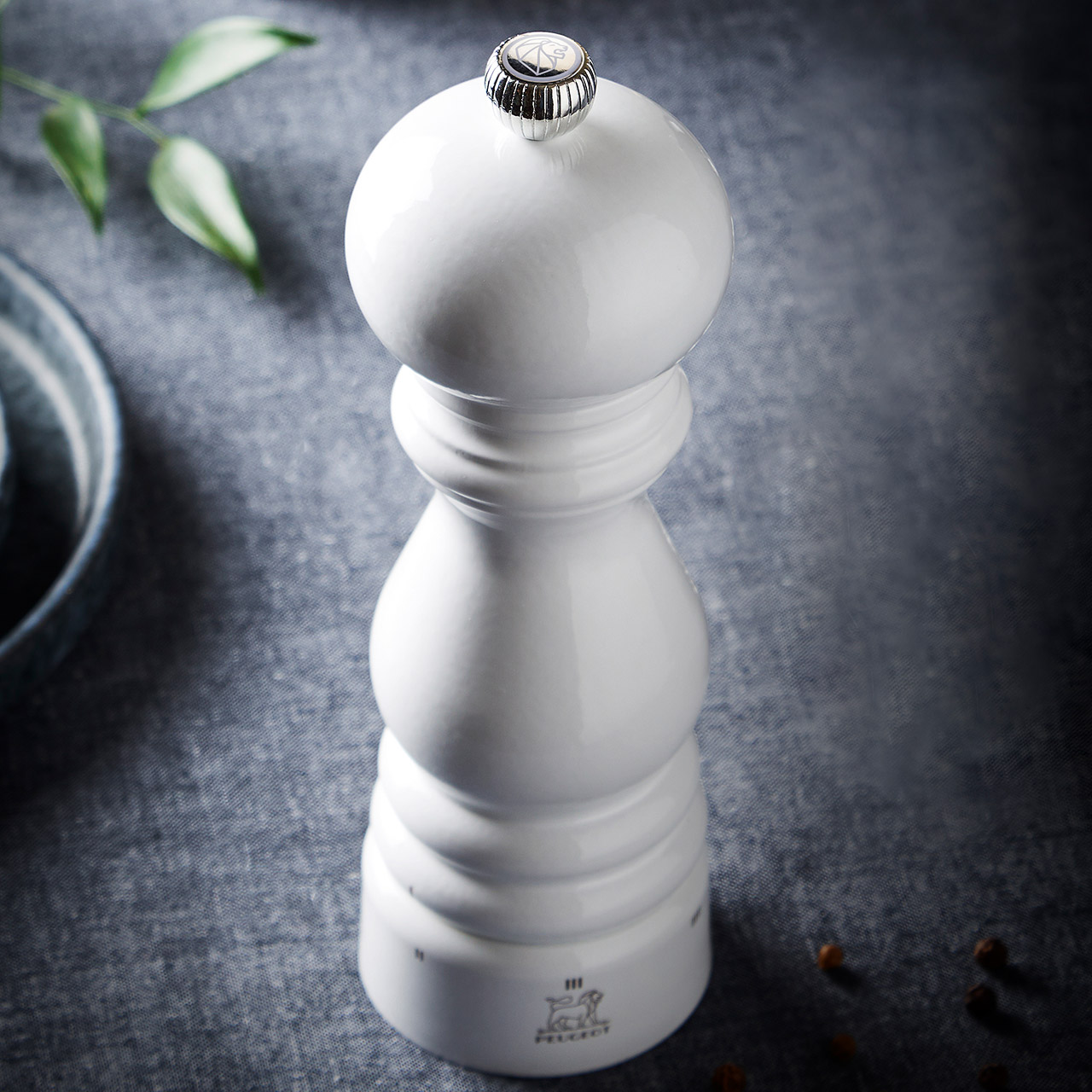 Pepper Mill 30 cm white lacquer, Flasche, Schach, Spiel, Glas, Töpferei