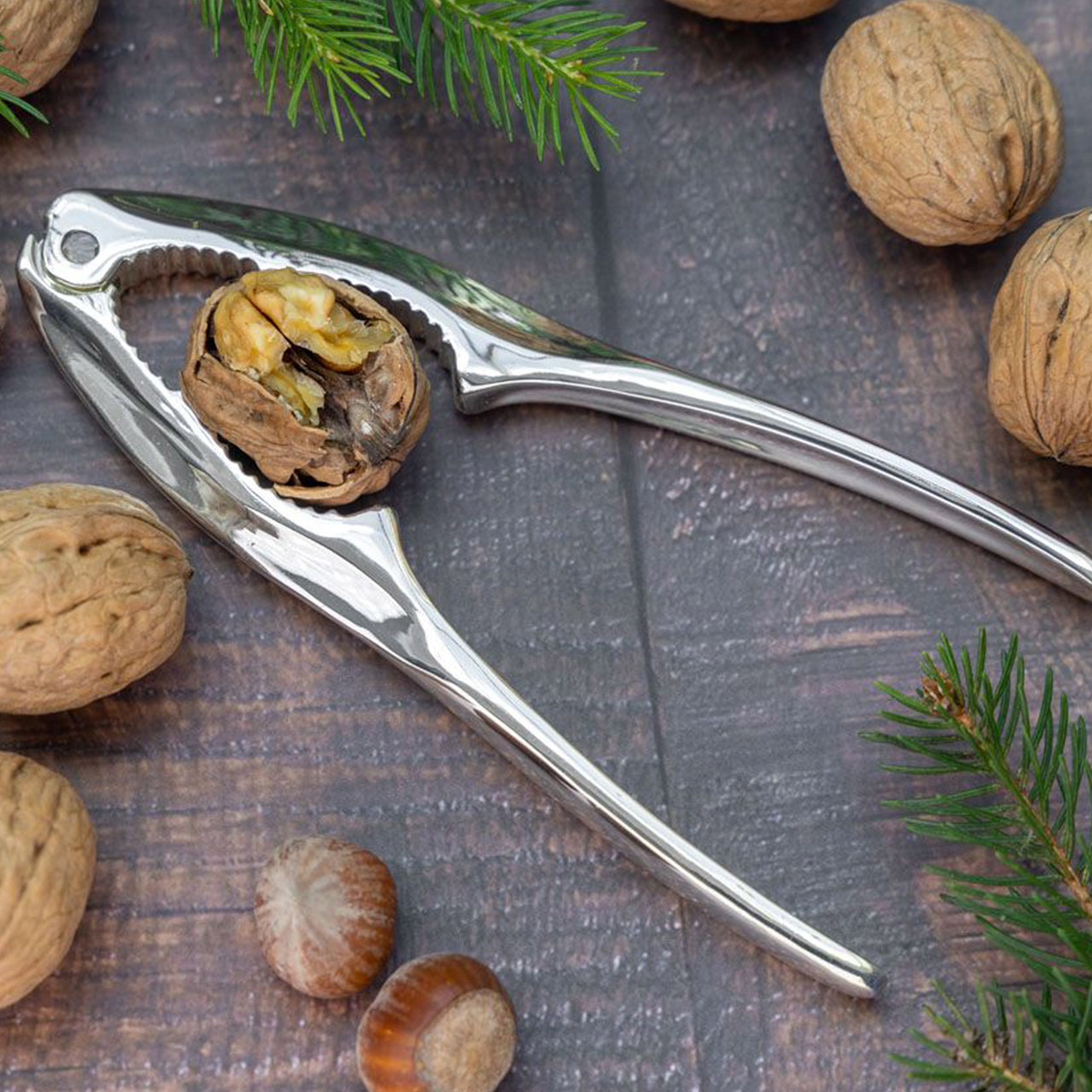 Nutcracker for hazelnuts/walnuts silver-plated, Utensil für die Küche, Zangen