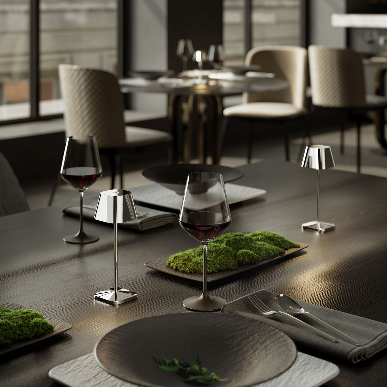 Table lamp LED 20 cm dimmable chrome, Tabelle, Tischplatte, Lampe, Esstisch, Stuhl