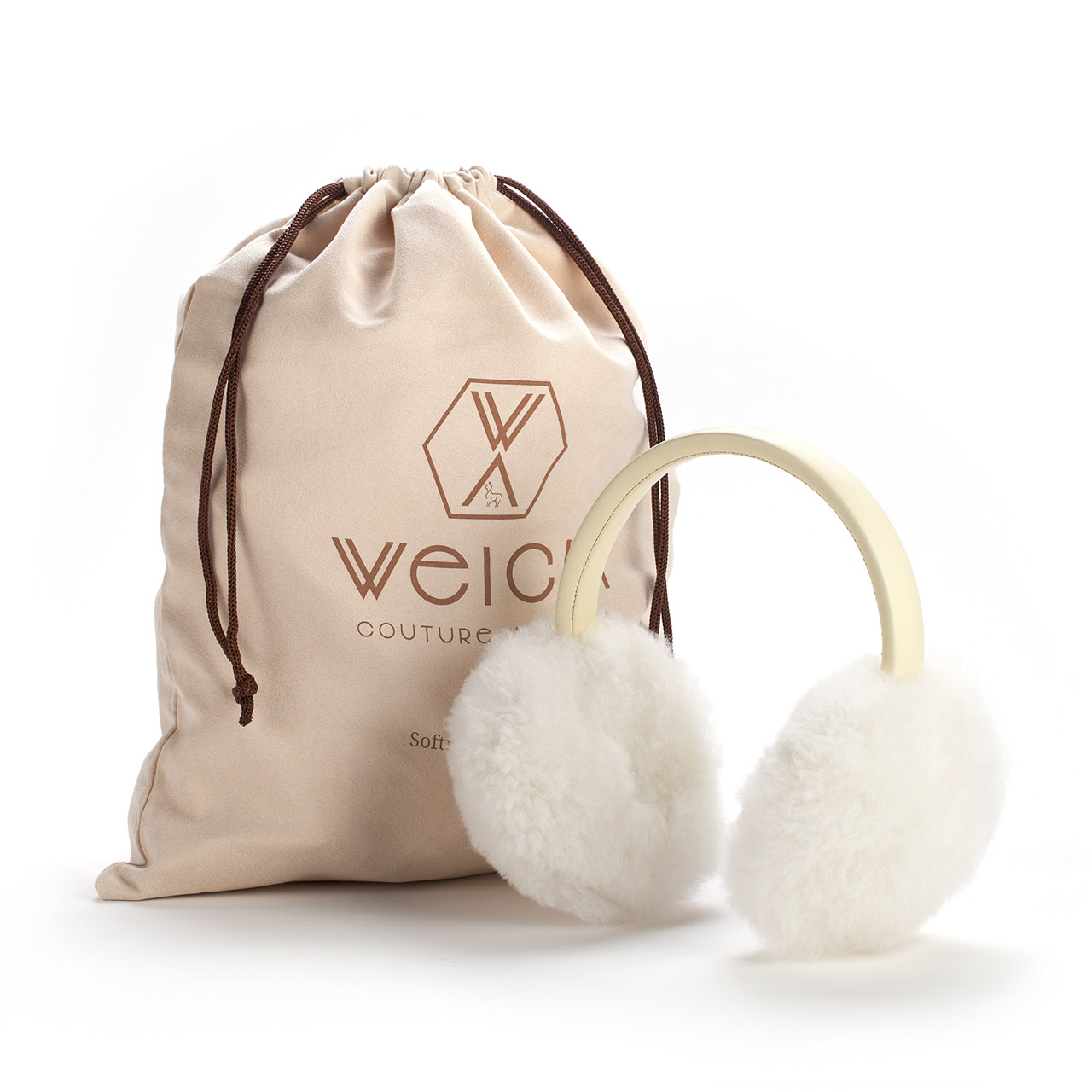 Earmuffs Alpaca fur pearl white, Tasche, Zubehör, Handtasche