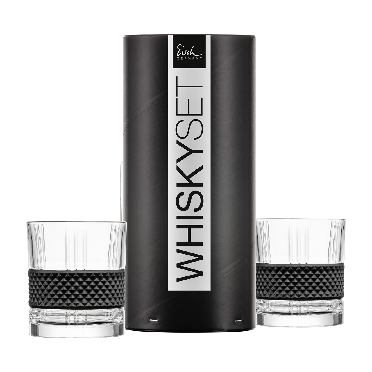 Whisky Set black, Flasche, Zylinder, Glas