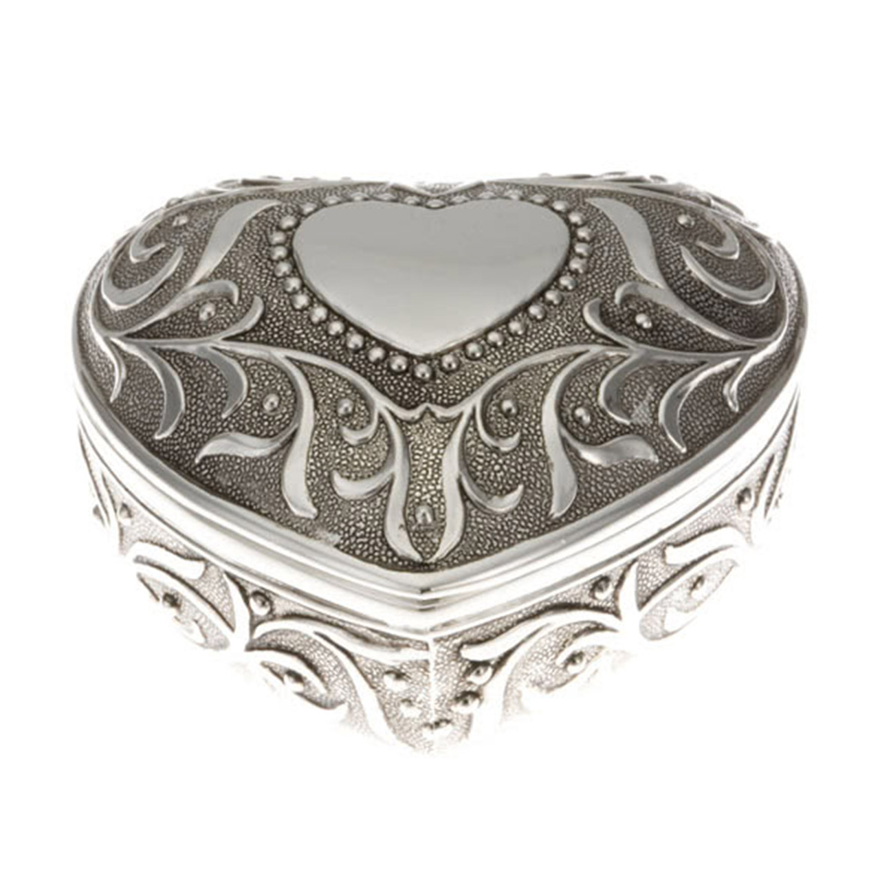 Antique heart-shaped jewelry box 7.5 cm silver-plated, Zubehor, Schmuck