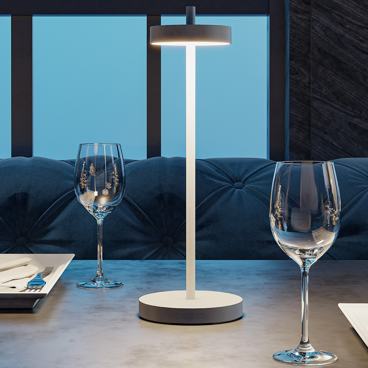 Table lamp LED 34 cm dimmable white, Lampe, Glas