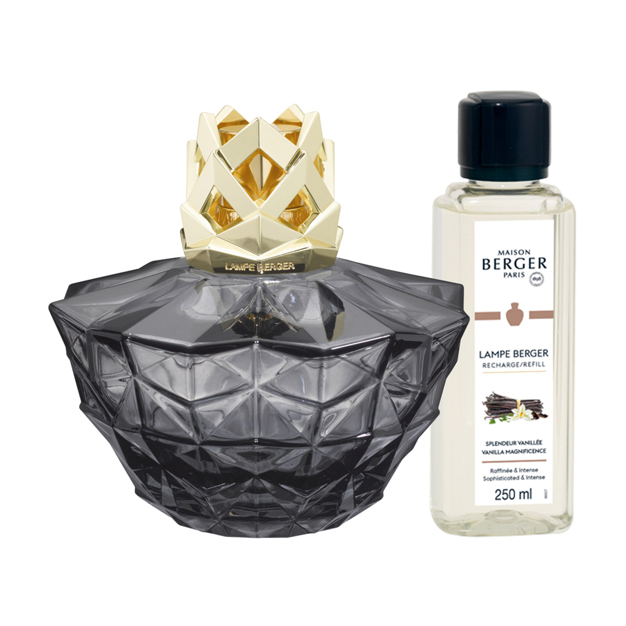 Kali Noir Transparent Fragrance Lamp with 250 ml Fragrance Magic of Vanilla, Flasche, Kosmetik, Parfüm