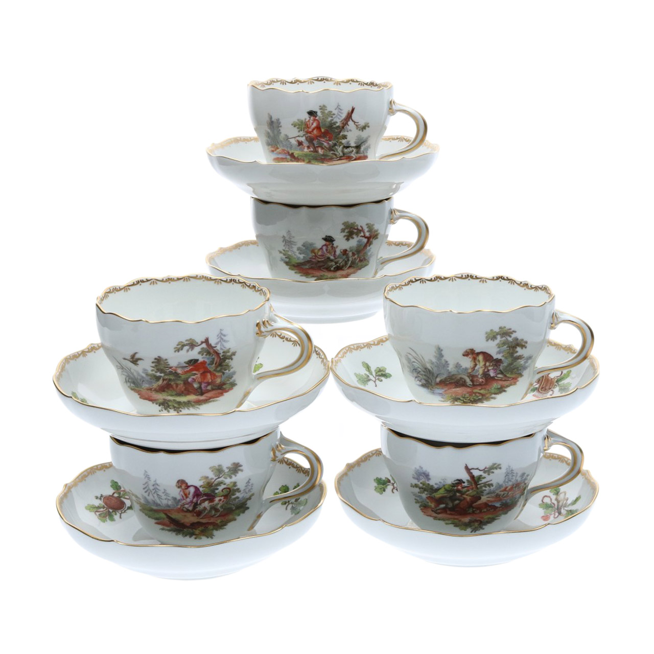 Coffee service for 6 people 21 pieces, Untertasse, Tasse, Kunst, Porzellan, Töpferei