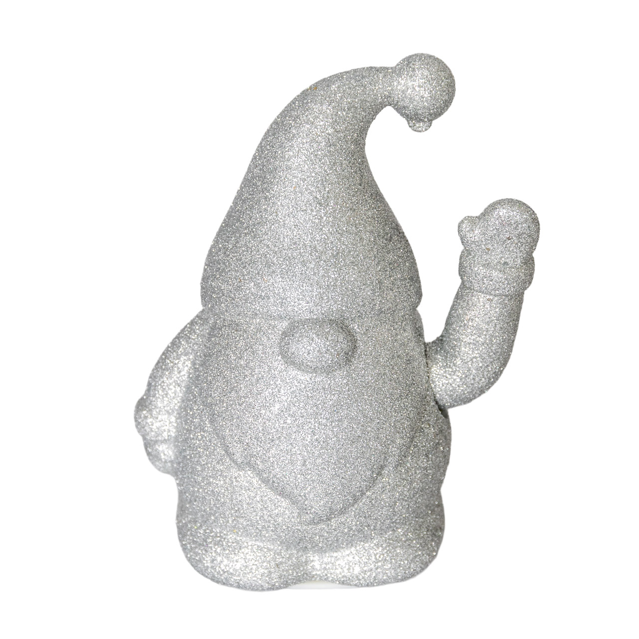 Waving gnome 16.5 cm silver glitter, Figur, Baby, Person