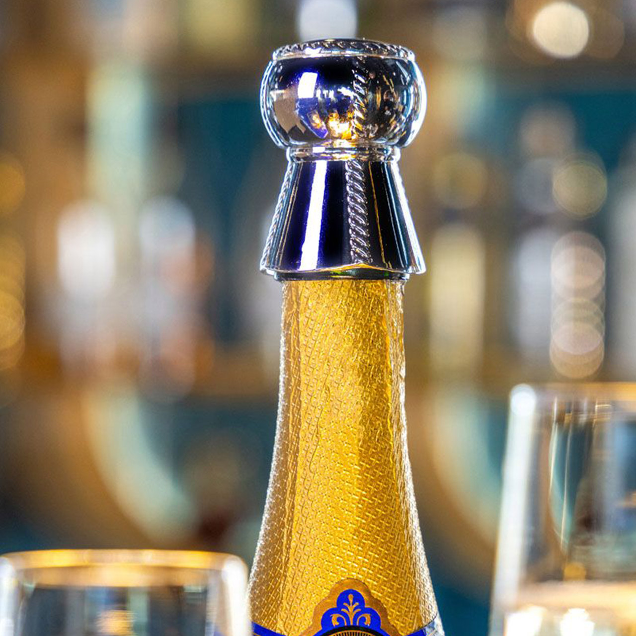 Bottle stopper like champagne cork silver-plated, Bier, Flasche, Bier-Flasche, Schnaps, Glas