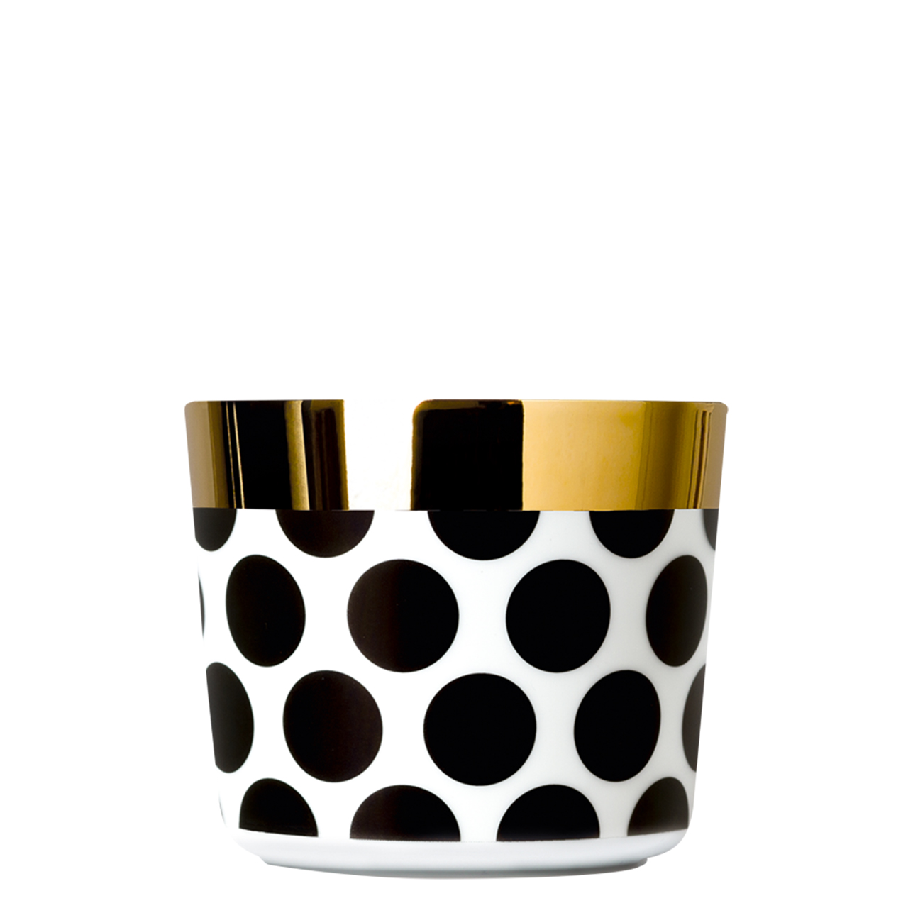 Champagne goblet Black & White Dots, - Schale, - Keramik, - Weiß, - schwarze Punkte, - Goldrand