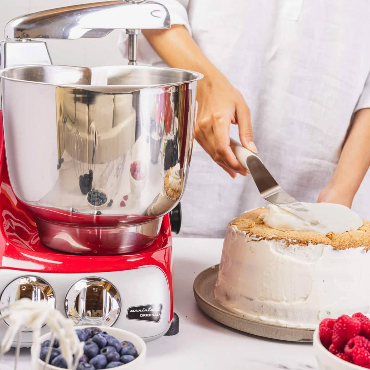 Beater Bowl stainless steel, Küchenmaschine, Standmixer, Rot, Backzubehör, Kuchen dekorieren