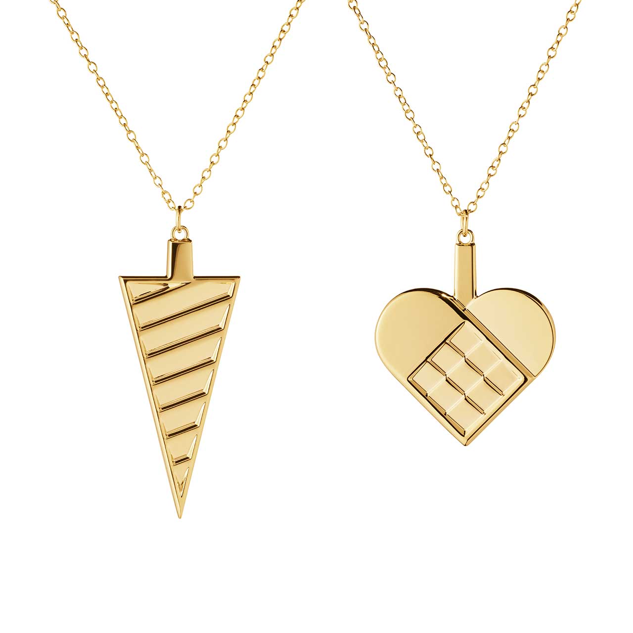 Ornament with chain 2-piece set 2025 Heart & cone bag gold-plated, Zubehor, Schmuck, Halskette, Medaillon, Anhänger