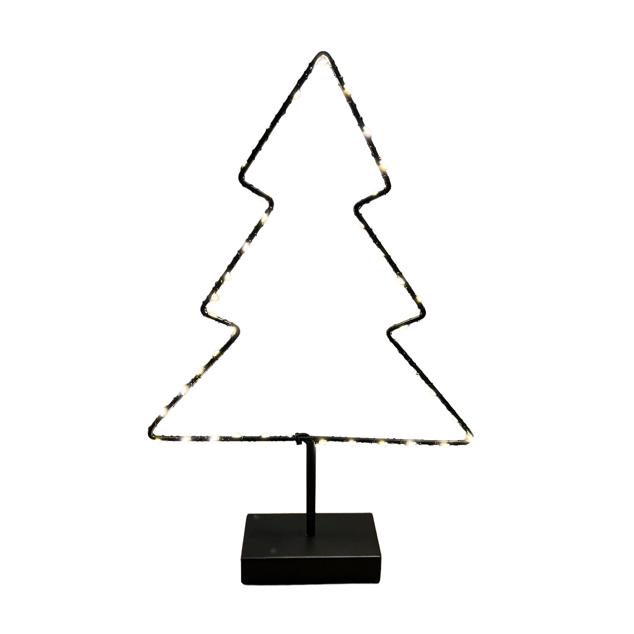 Decorative light Fir tree on base 40 cm black, Lampe, Dreieck