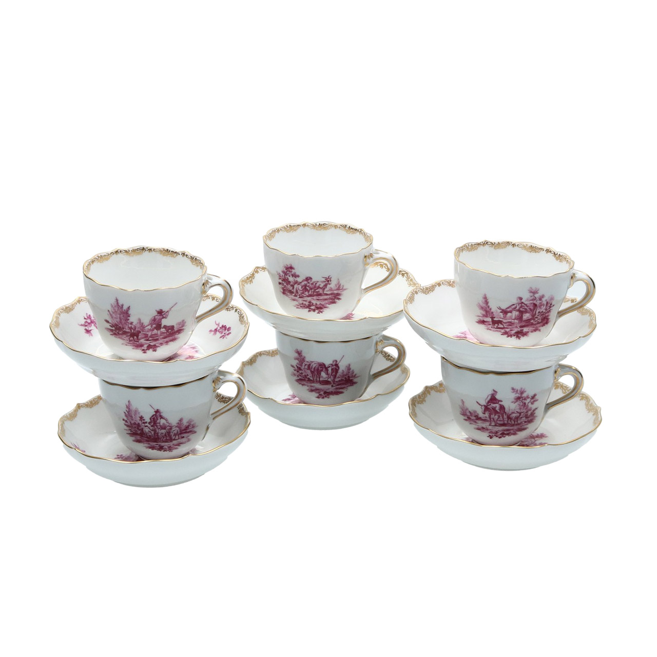 Espresso service for 6 people 15 pieces, Untertasse, Tasse, Kunst, Porzellan, Töpferei